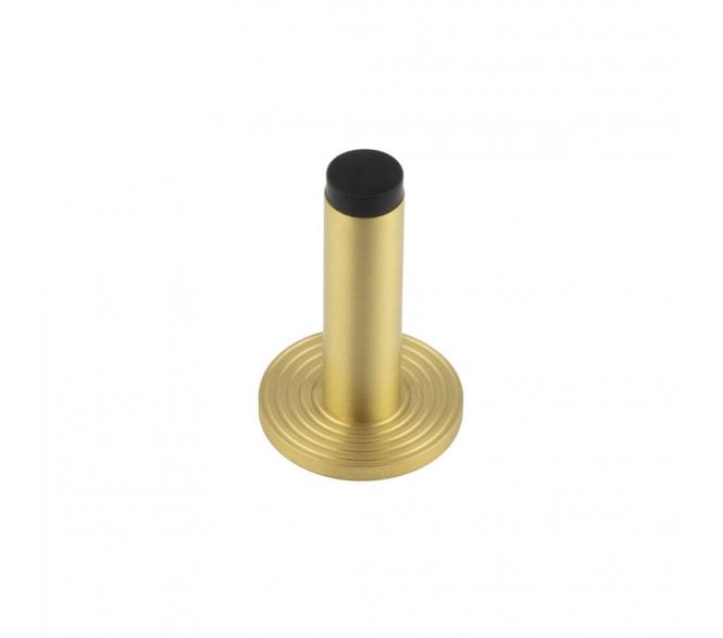 Burlington Plain Wall Mounted Door Stop On Reeded Rose - Satin Brass