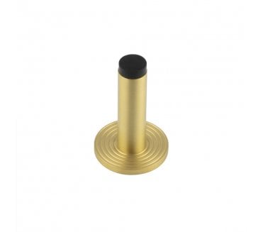 Burlington Plain Wall Mounted Door Stop On Reeded Rose - Satin Brass