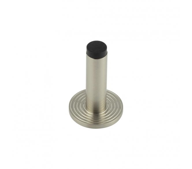 Burlington Plain Wall Mounted Door Stop On Reeded Rose - Satin Nickel