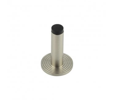 Burlington Plain Wall Mounted Door Stop On Reeded Rose - Satin Nickel