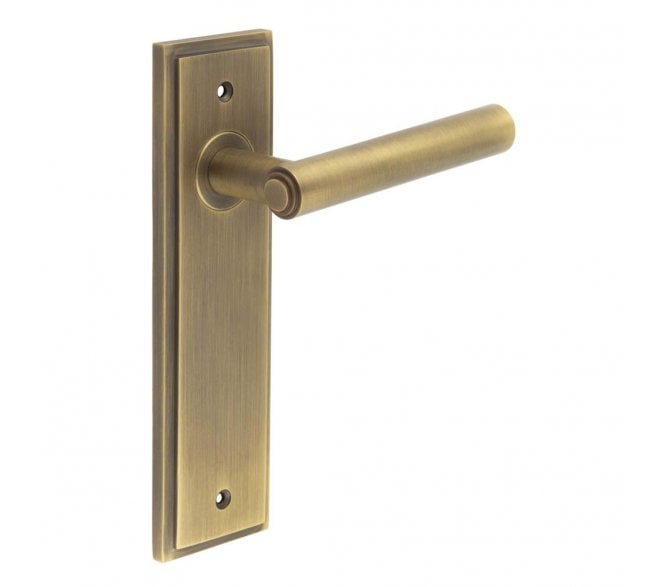 Burlington Richmond Door Handles On Backplate - Antique Brass