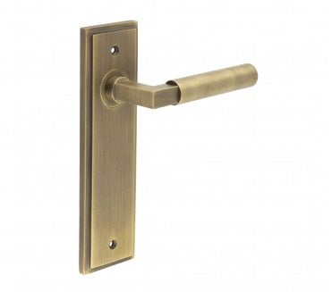 Burlington Westminster Door Handles On Backplate - Antique Brass