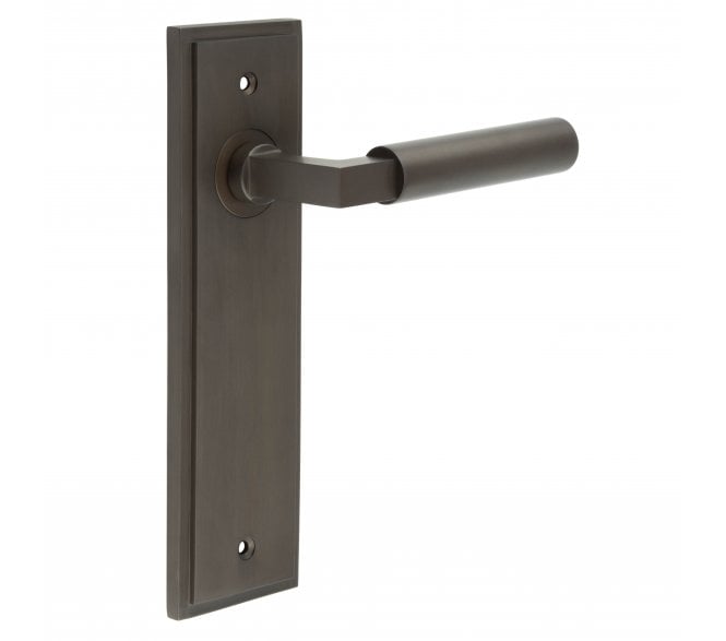 Burlington Westminster Door Handles On Backplate - Dark Bronze