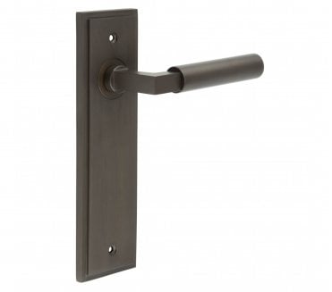 Burlington Westminster Door Handles On Backplate - Dark Bronze