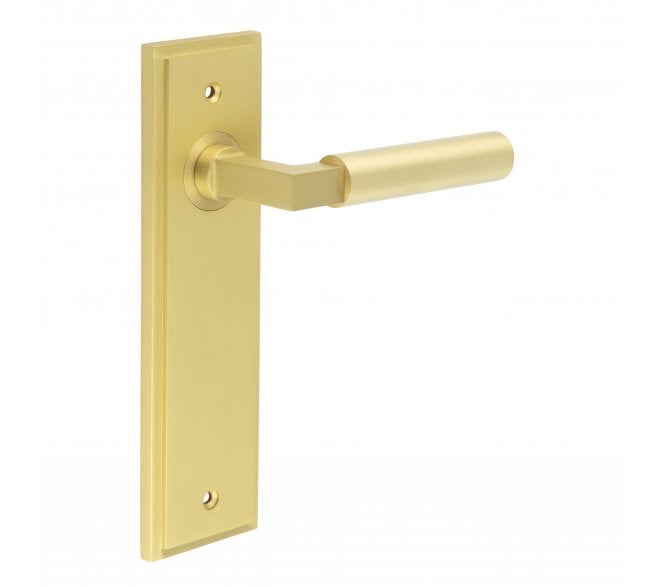 Burlington Westminster Door Handles On Backplate - Satin Brass