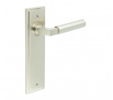 Burlington Westminster Door Handles On Backplate - Satin Nickel