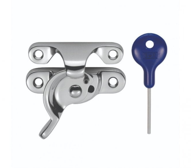 Carlisle Brass AA40LCK Locking Fitch Pattern Sash Fastener -Polished Chrome