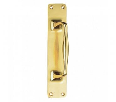Carlisle Brass AA95 Pub-Style Pull Handle On Backplate - 305x61mm - Polished Brass