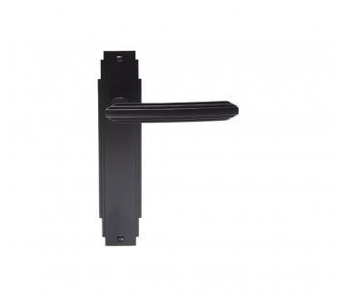 Carlisle Brass ADR Art Deco Door Handles On Backplate - Matt Black