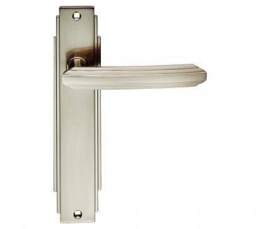 Carlisle Brass ADR Art Deco Door Handles On Backplate - Satin Nickel