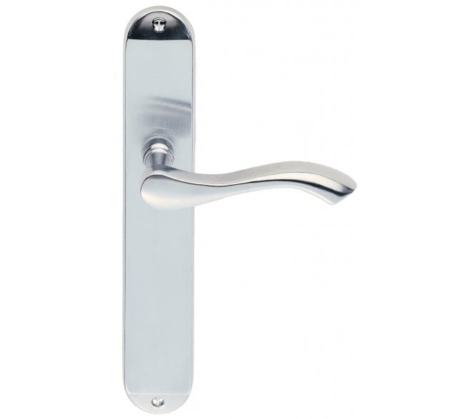 Carlisle Brass Andros Door Handle On Long Backplate - Satin Chrome