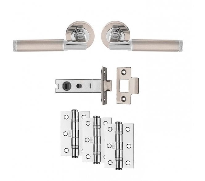 Carlisle Brass Belas Ultimate Door Handle Latch Pack - Satin Nickel / Polished Chrome