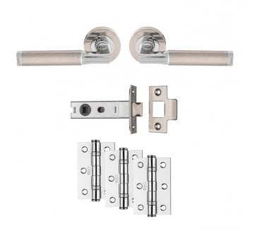 Carlisle Brass Belas Ultimate Door Handle Latch Pack - Satin Nickel / Polished Chrome