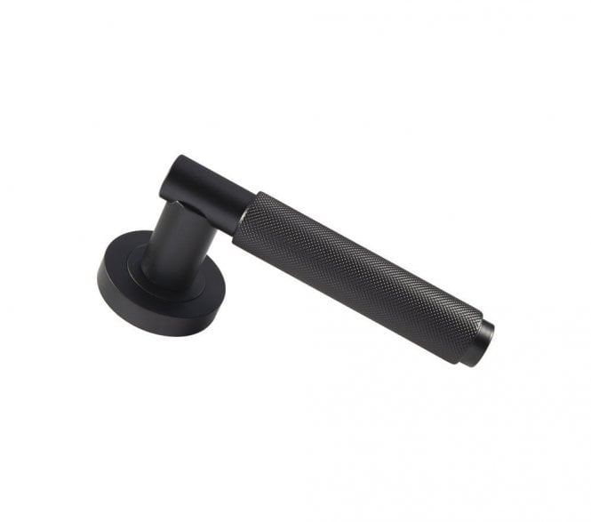 Carlisle Brass EUL Varese Knurled Door Handle On Rose - Matt Black