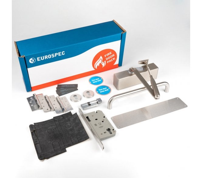 Carlisle Brass FDPC1 Commercial Fire Door Pack - Push/Pull (Lockable) - Satin Stainless Steel