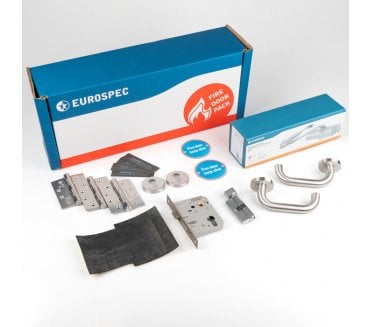 Carlisle Brass FDPR3 Residential Fire Door Pack - Lever Lock - Satin Stainless Steel