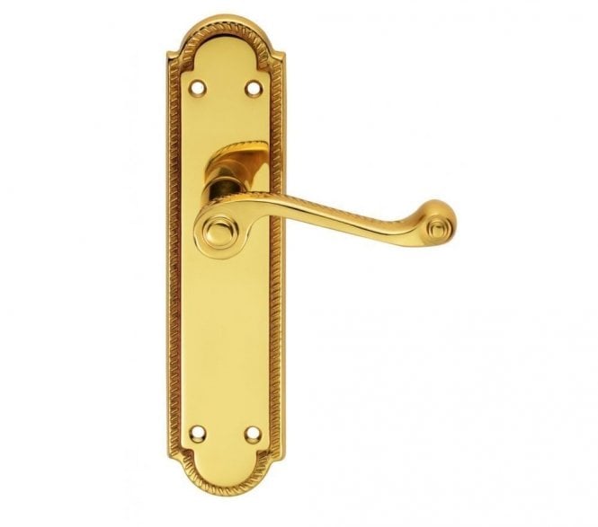 Carlisle Brass FGL Georgian Shaped Door Handle On Long Backplate - Polished Brass