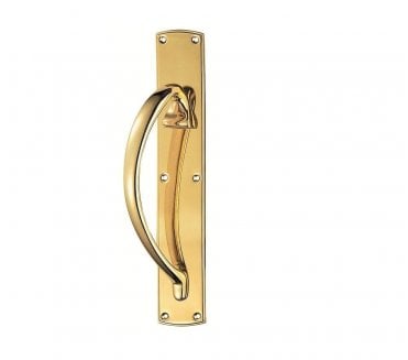 Carlisle Brass PF101 Large Entrance Pull Handle On 457x76mm Backplate - Left Hand - Polished Brass
