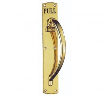 Carlisle Brass PF103 Large Entrance Pull Handle On 457x76mm Backplate Engraved - Polished Brass