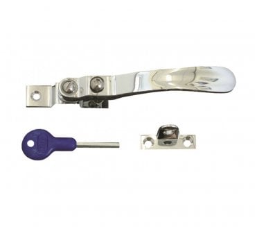 Carlisle Brass V1006LCK Locking Victorian Casement Fastener - Polished Chrome