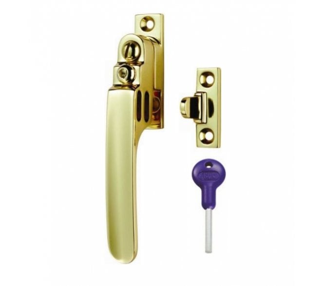 Carlisle Brass V1007LCK Locking Victorian Casement Fastener - Polished Brass