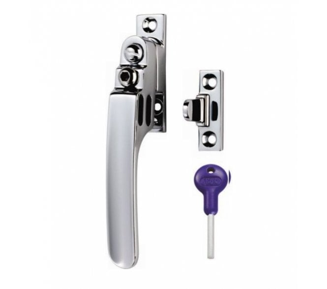 Carlisle Brass V1007LCK Locking Victorian Casement Fastener - Polished Chrome