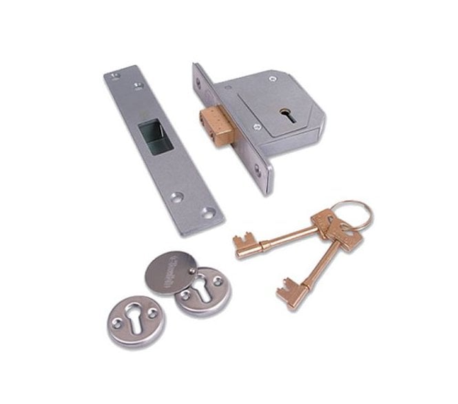 Chubb (now Union) 3G114 BS3621 5-Lever Mortice Deadlocks - Satin Chrome