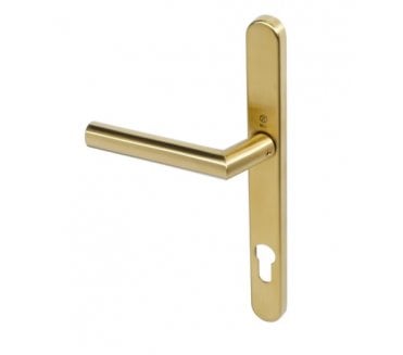 Coastal BLU AML096 (Grade 316) Kantel Angled Mitred Lever Multipoint Door Handles - 92mm C/C - PVD Satin Brass