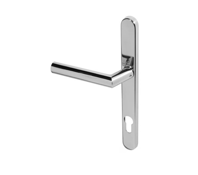 Coastal BLU AML096 (Grade 316) Kantrel Angled Mitred Lever Multipoint Door Handles - 92mm C/C - Polished Stainless Steel