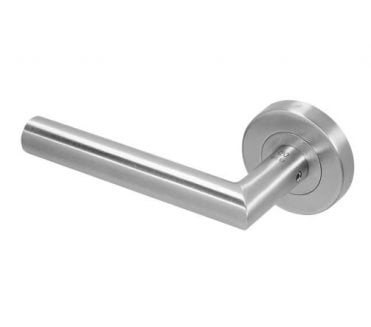 Coastal BLU Dual Action Mitred Lever Door Handle on Round Rose - 316 Stainless Steel  - Satin Stainless Steel