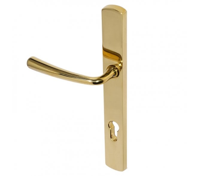 Coastal BLU (Grade 316) Pera Multipoint Door Handles - 92mm C/C - PVD Polished Brass