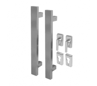 Coastal BLU Rectangular T-Bar Pull Handle Kit for Patio Doors - Back to Back 316 Stainless Steel - Satin Stainless Steel