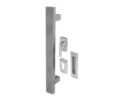 Coastal BLU Rectangular T-Bar Pull Handle Kit for Patio Doors W/ External Flush Pull 316 Stainless Steel - Satin Stainless Steel