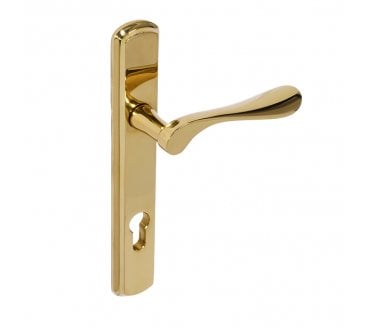 Coastal BLU REG095 (Grade 316) Regent Multipoint Door Handles - 92mm C/C - PVD Polished Brass