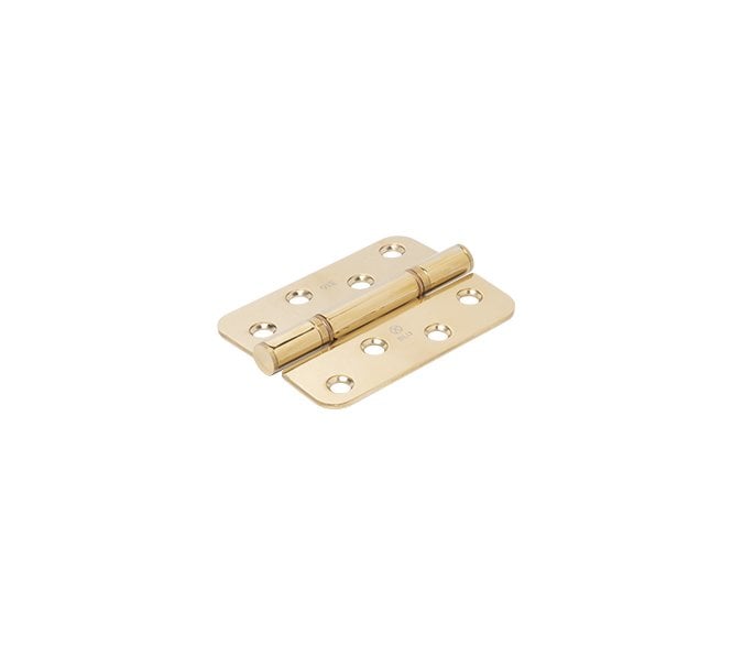 Coastal BLU Washered Butt Hinge - 102 x 76mm - 316 Stainless Steel- PVD Polished Brass (RADIUS)