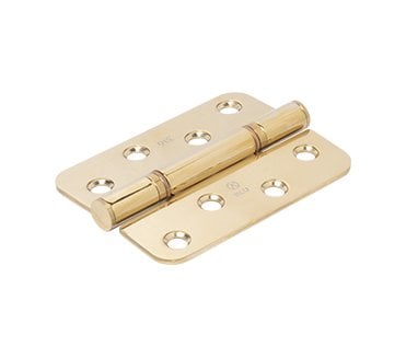 Coastal BLU Washered Butt Hinge - 102 x 76mm - 316 Stainless Steel- PVD Polished Brass (RADIUS)