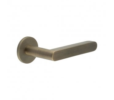 CRES GRADE 316 CR-101 Fixed Dead Door Handle On Round Rose - Antique Brass PVD