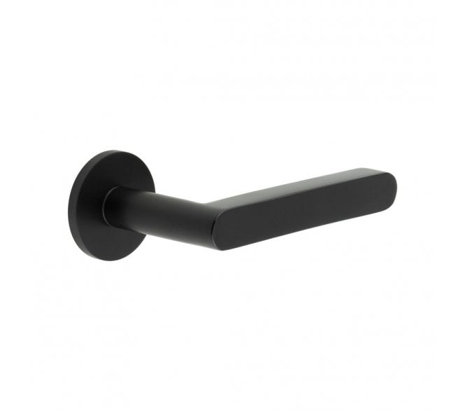 CRES GRADE 316 CR-101 Sprung Door Handle On Round Rose - Matt Black PVD