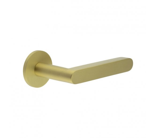 CRES GRADE 316 CR-101 Sprung Door Handle On Round Rose - Satin Brass PVD