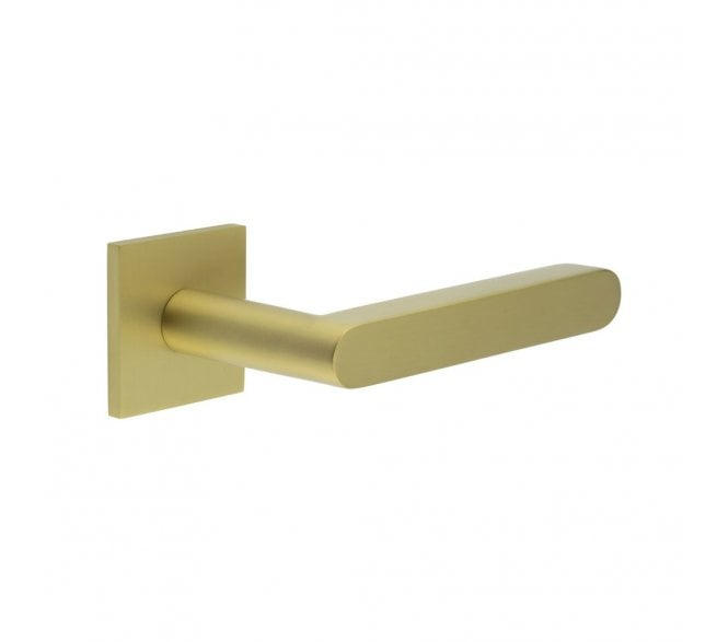 CRES GRADE 316 CR-101 Sprung Door Handle On Square Rose - Satin Brass PVD