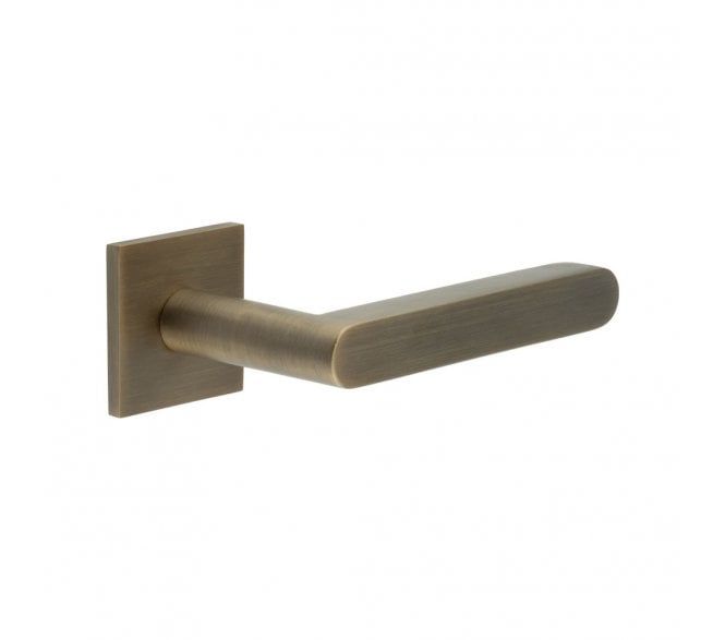CRES GRADE 316 CR-101 Unsprung Door Handle On Square Rose - Antique Brass PVD