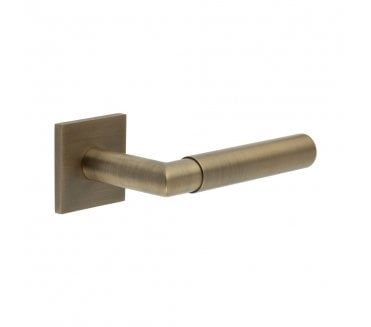 CRES GRADE 316 CR-102 Fixed Dead Door Handle On Square Rose - Antique Brass PVD