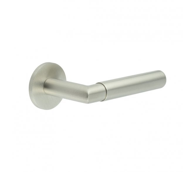 CRES GRADE 316 CR-102 Sprung Door Handle On Round Rose - Satin Stainless Steel