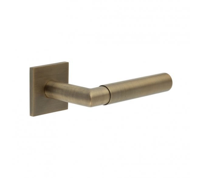 CRES GRADE 316 CR-102 Sprung Door Handle On Square Rose - Antique Brass PVD