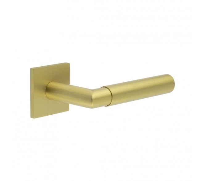CRES GRADE 316 CR-102 Sprung Door Handle On Square Rose - Satin Brass PVD