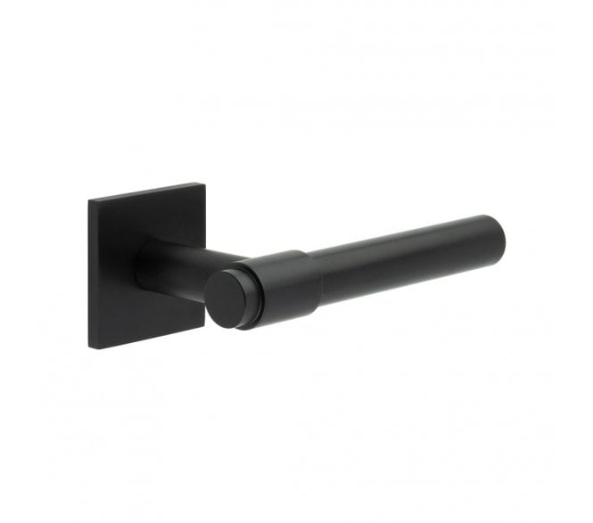CRES GRADE 316 CR-103 Sprung Door Handle On Square Rose - Matt Black PVD