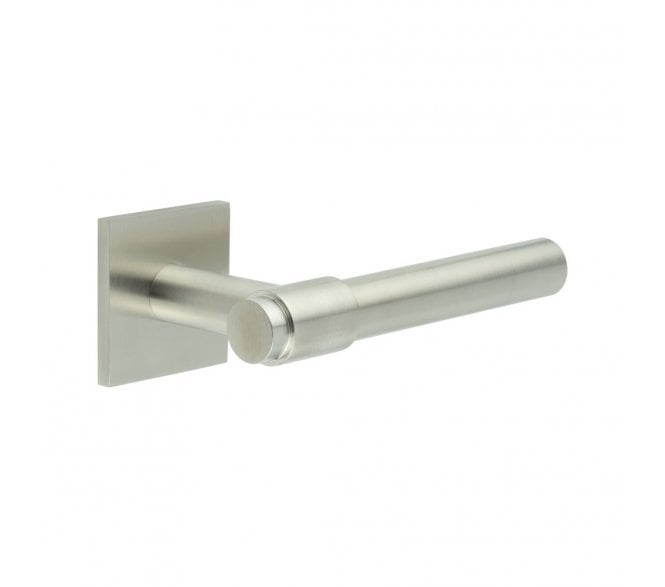 CRES GRADE 316 CR-103 Sprung Door Handle On Square Rose - Satin Stainless Steel