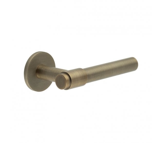 CRES GRADE 316 CR-103 Unsprung Door Handle On Round Rose - Antique Brass PVD
