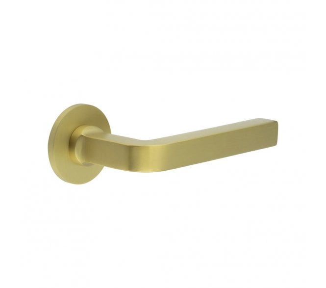 CRES GRADE 316 CR-104 Fixed Dead Door Handle On Round Rose - Satin Brass PVD