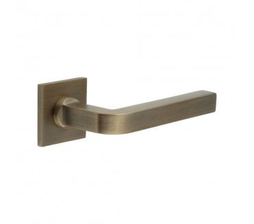 CRES GRADE 316 CR-104 Fixed Dead Door Handle On Square Rose - Antique Brass PVD